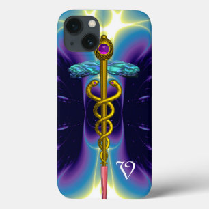 SÍMBOLO MÉDICO do CADUCEUS DOURADO, monograma ro