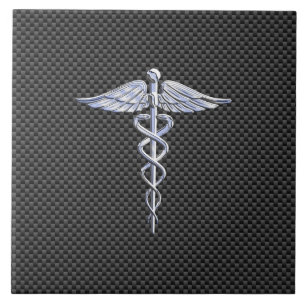 Símbolo Médico Silver Caduceus Estilo de Fibra Car