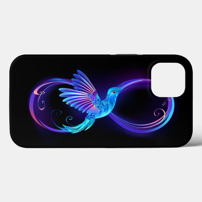 Símbolo Neon Infinity com Hummingbird brilhante (Verso (horizontal))