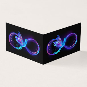 Símbolo Neon Infinity com Hummingbird brilhante
