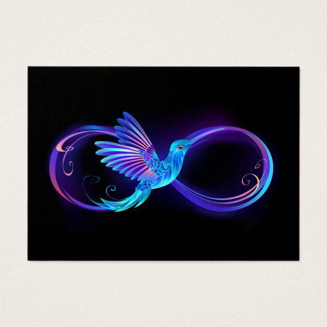 Símbolo Neon Infinity com Hummingbird brilhante (Frente)