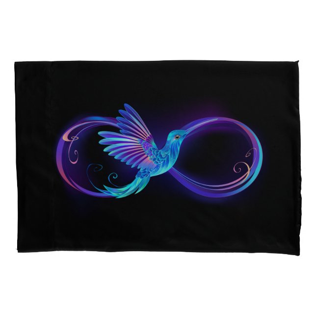 Símbolo Neon Infinity com Hummingbird brilhante (Frente)