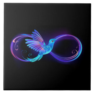 Símbolo Neon Infinity com Hummingbird brilhante
