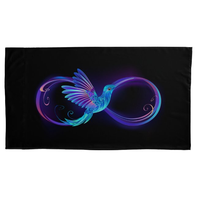 Símbolo Neon Infinity com Hummingbird brilhante (Frente-Esquerda)