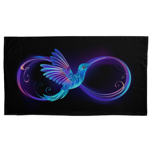 Símbolo Neon Infinity com Hummingbird brilhante (Frente)
