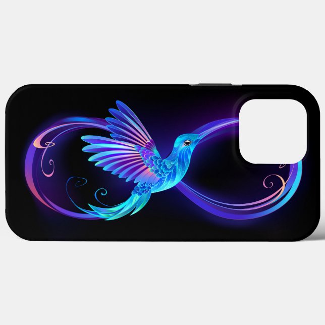Símbolo Neon Infinity com Hummingbird brilhante (Verso (horizontal))