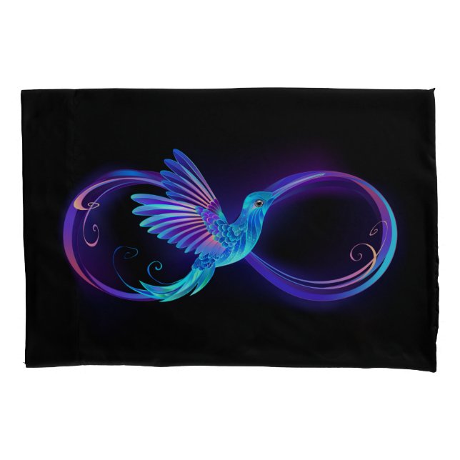Símbolo Neon Infinity com Hummingbird brilhante (Frente-Esquerda)
