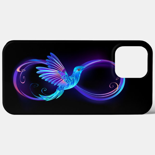 Símbolo Neon Infinity com Hummingbird brilhante (Verso (horizontal))