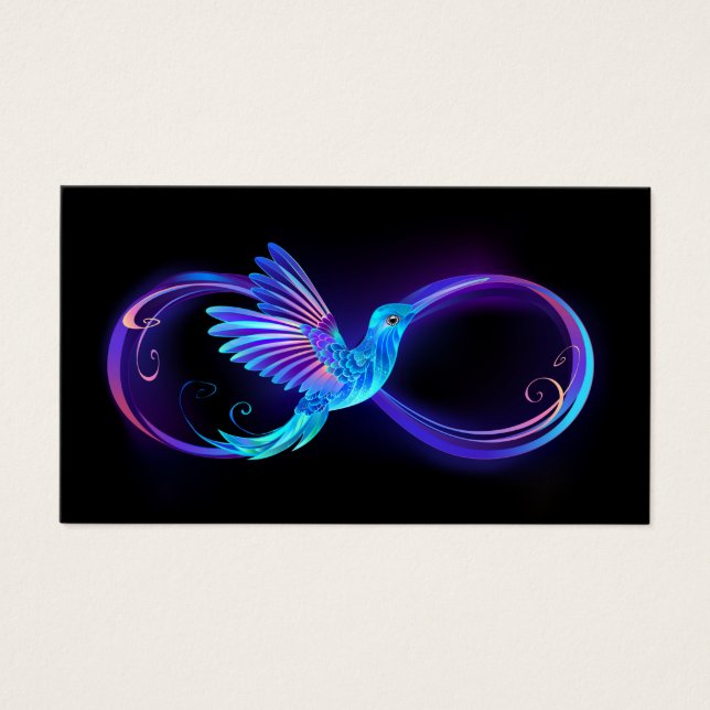 Símbolo Neon Infinity com Hummingbird brilhante (Frente)