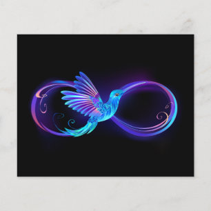 Símbolo Neon Infinity com Hummingbird brilhante