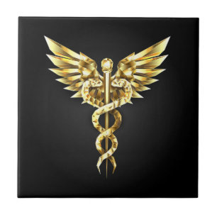 Símbolo Poligonal Dourado Caduceus