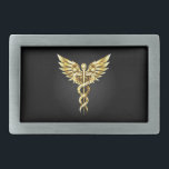 Símbolo Poligonal Dourado Caduceus<br><div class="desc">Dourados símbolos de Cadubo policlonal em fundo isolado a preto. Símbolo de policia baixa.</div>