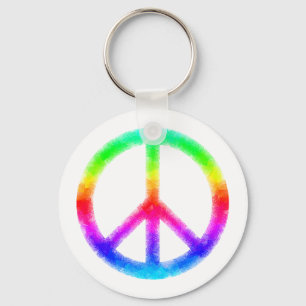 Símbolo Psicodélico Tie-Dye Peace Chaveiro (Branco
