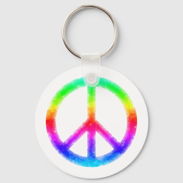 Símbolo Psicodélico Tie-Dye Peace Chaveiro (Branco (Frente)