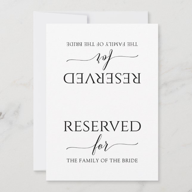 Símbolo Romântico de Caligrafia Reservado (Preto) (Frente)