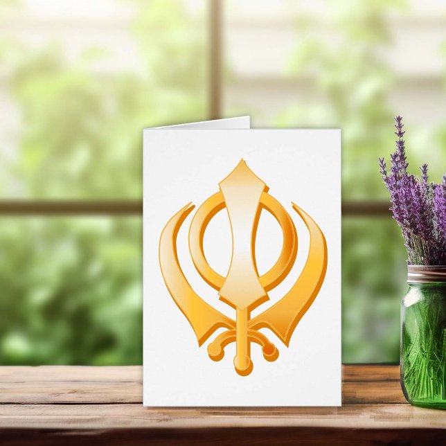 Símbolo Sikh - Cartão de Saudação (Beautiful greeting and note cards with gold symbols of international religions,.)