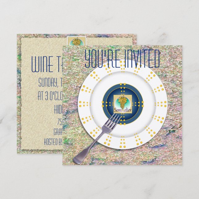 Símbolo Sommelier Convite para Provando de vinho (Frente/Verso)