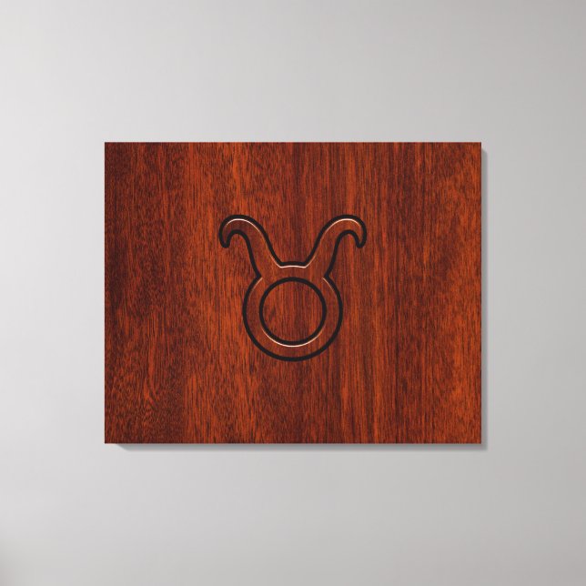 Símbolo Taurus Zodiac em Mahogany Style impressão (Frente)