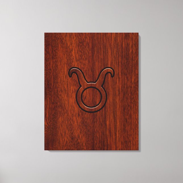 Símbolo Taurus Zodiac em Mahogany Style impressão (Frente)