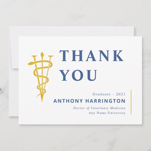 Símbolo veterinário plano Cartões de agradecimento (Frente)