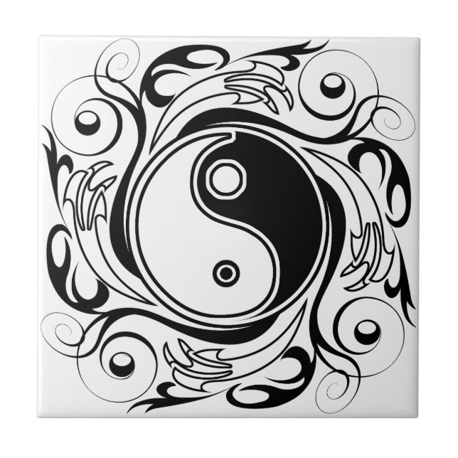 Símbolo Yin & Yang Preto e Branco Estilo Tatuagem (Frente)