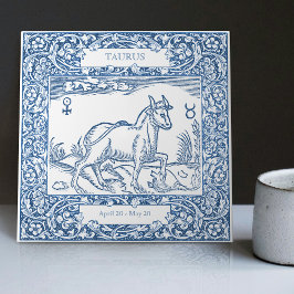Símbolo Zodiac - Holandês - Azul Taurus Vintage
