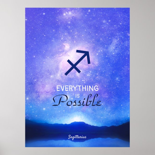 Símbolo Zodiac Sagittarius Dreamy Sky Quote Poster (Frente)