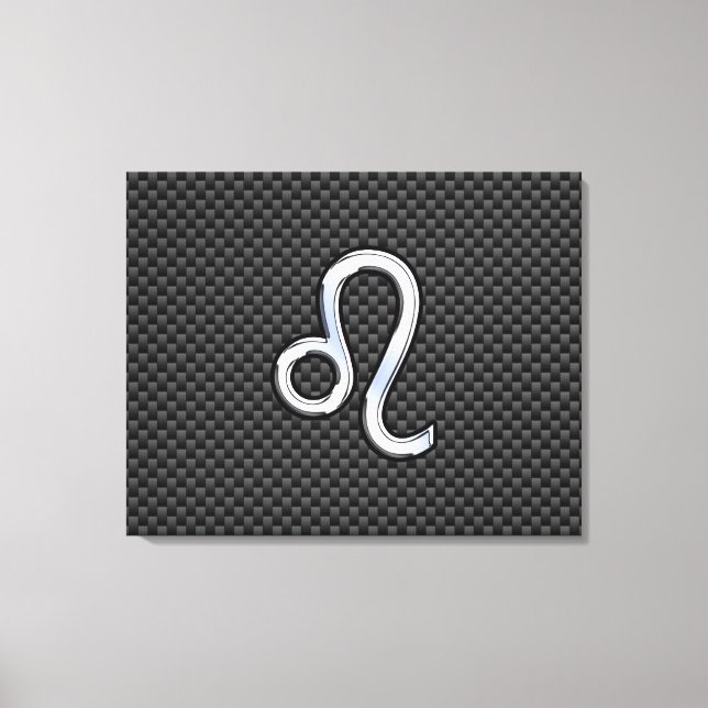 Símbolo Zodiac Silver Leo em Impressão de Fibra de (Frente)