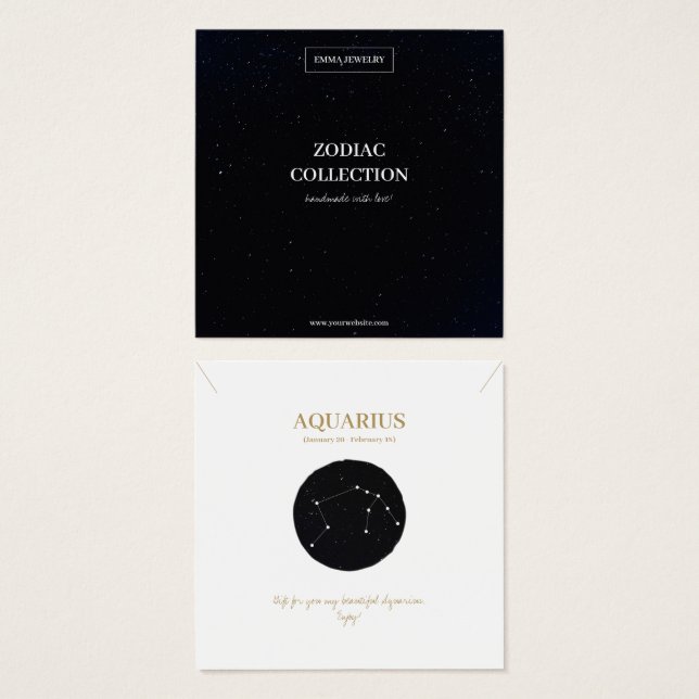 Símbolo Zodíaco Aquarius - Tampão de Joia (Frente & Verso)