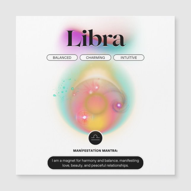 Símbolo Zodiano Moderno Libra Cita Elemento Aéreo (Frente)