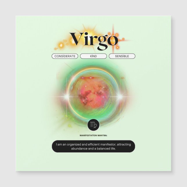 Símbolo Zodiano Moderno Virgo Citação Elemento da  (Frente)