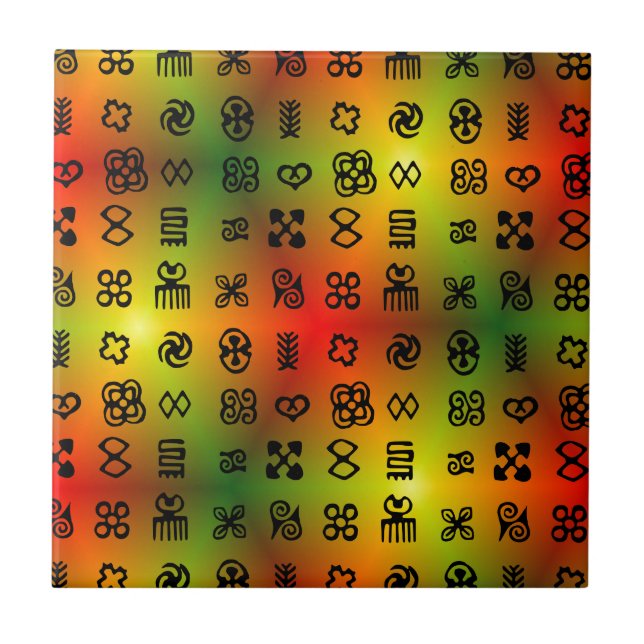 Símbolos de Adinkra com cores africanas (Frente)