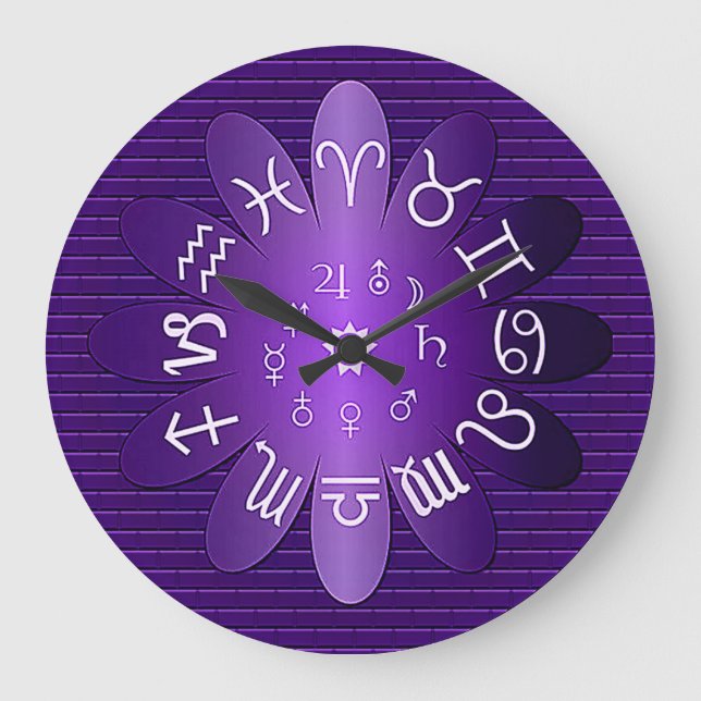 Símbolos de Astrologia Zodiaca Roxo - Relógio de P (Frente)