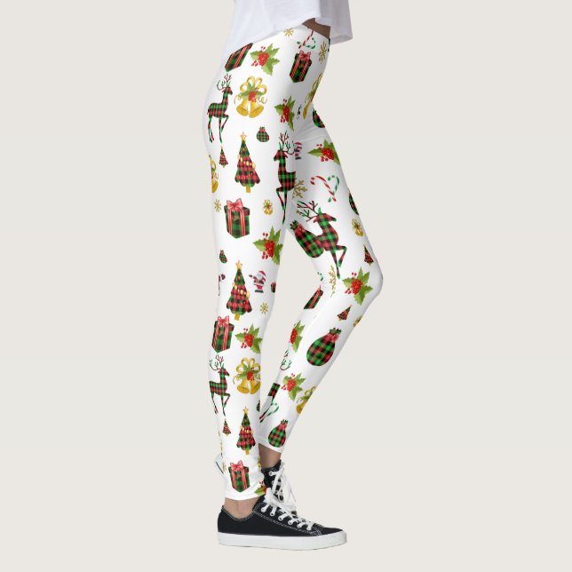 Símbolos de Natal Coloridos Leggings (Direita)