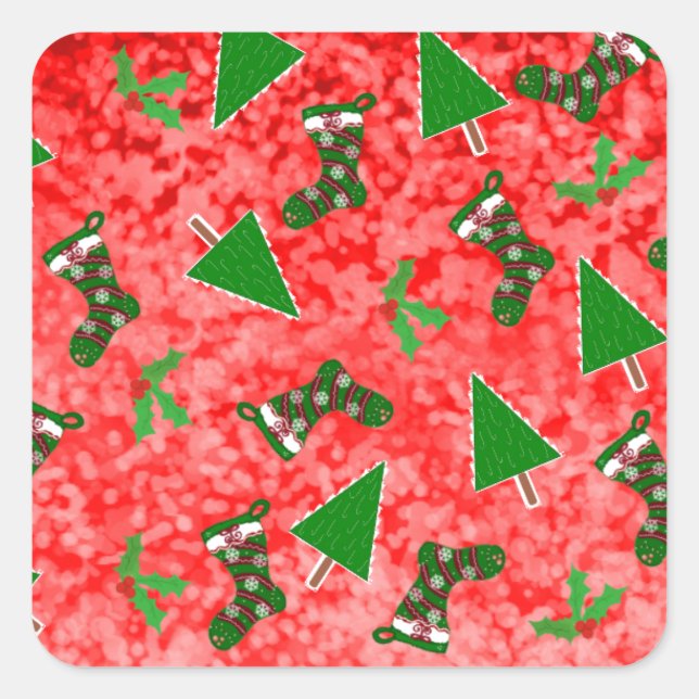 Símbolos de Natal - Etiqueta de Presente Vermelho (Frente)