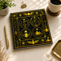 Símbolos Egípcios Antigos Padrão Dourado Preto Lux