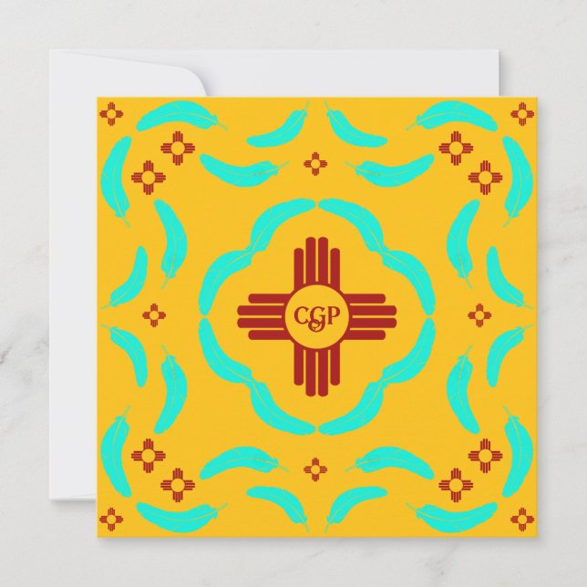 Símbolos Red Zia Penas Turquesas do Novo México (Frente)