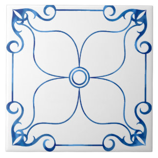Simetria Floral Azulejo Cerâmica Mediterrânica