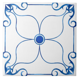 Simetria Floral Mediterrânica (Azulejo Azul) Cerâm