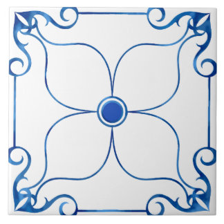 Simetria Floral Mediterrânica (Azulejo Azul) Cerâm