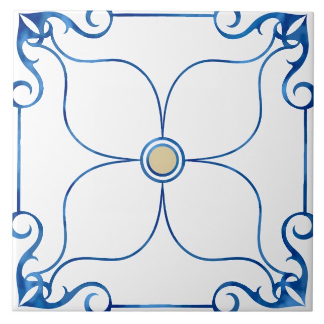 Simetria Floral Mediterrânica (Azulejo de Cerâmica (Frente)