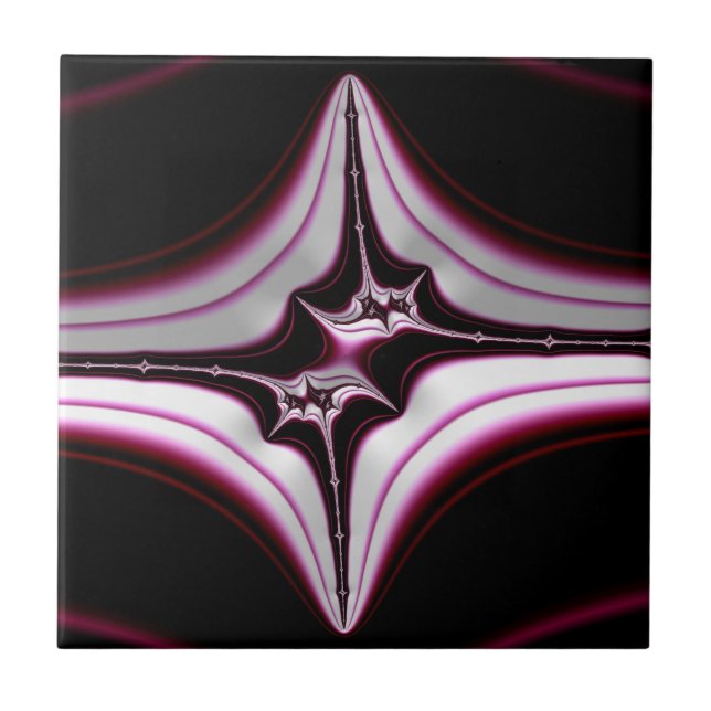 Simetria Fractal Espinhosa Preta Abstrata (Frente)