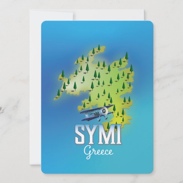 Simi Island Map Grécia poster de viagens. (Frente)