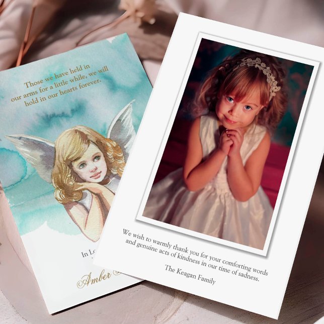 Simpatia Angel Photo Funeral Obrigado Cartões (Sympathy Angel Photo Funeral Thank You Card)