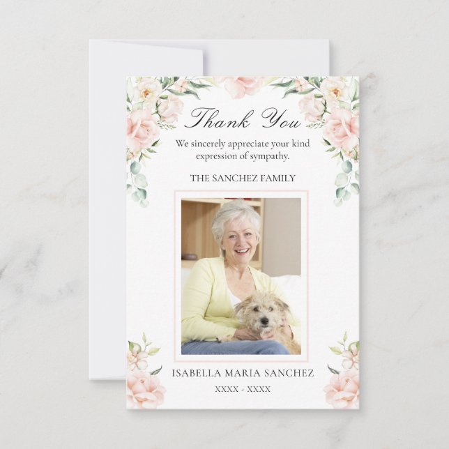 Simpatia Cartões de agradecimentos de Foto Funeral (Frente)