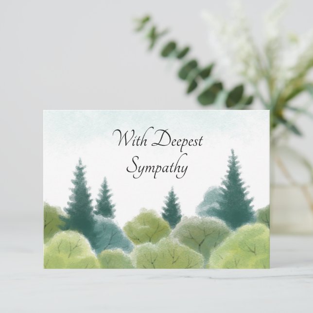 Simpatia Condolence Watercolor Woodland Card (Em pé/Frente)