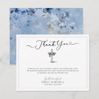 Simpatia Design Floral Azul Ouro Cartões de agrade