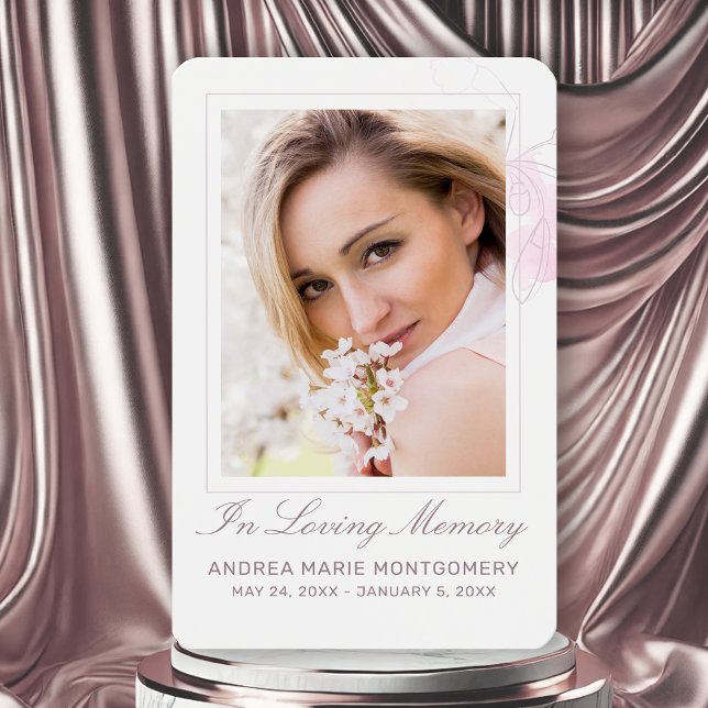 Simpatia Fotografia Floral Rosa Foto Memorial Cart (In Loving Memory Delicate Cherry Blossom Photo Funeral Card with Poem)
