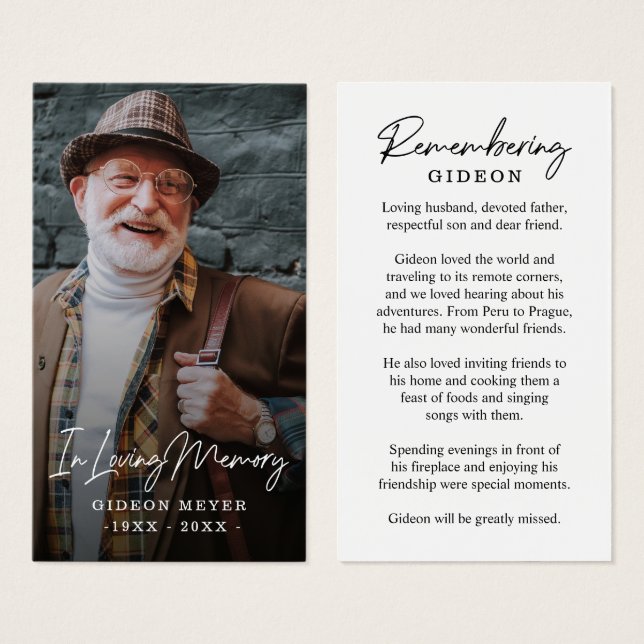 Simpatia Fotográfica Cartões de Oração Memorial Fu (Frente & Verso)