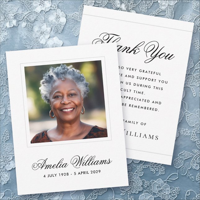 Simpatia fotográfica com cartões de agradecimentos (Photo sympathy bereavement white thank you card)